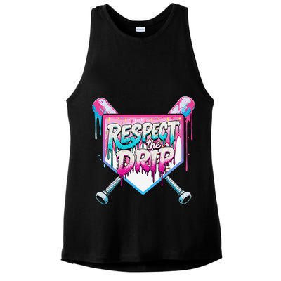 Respect The Drip Ice Cream Dripping Baseball Home Plate Ladies PosiCharge Tri-Blend Wicking Tank
