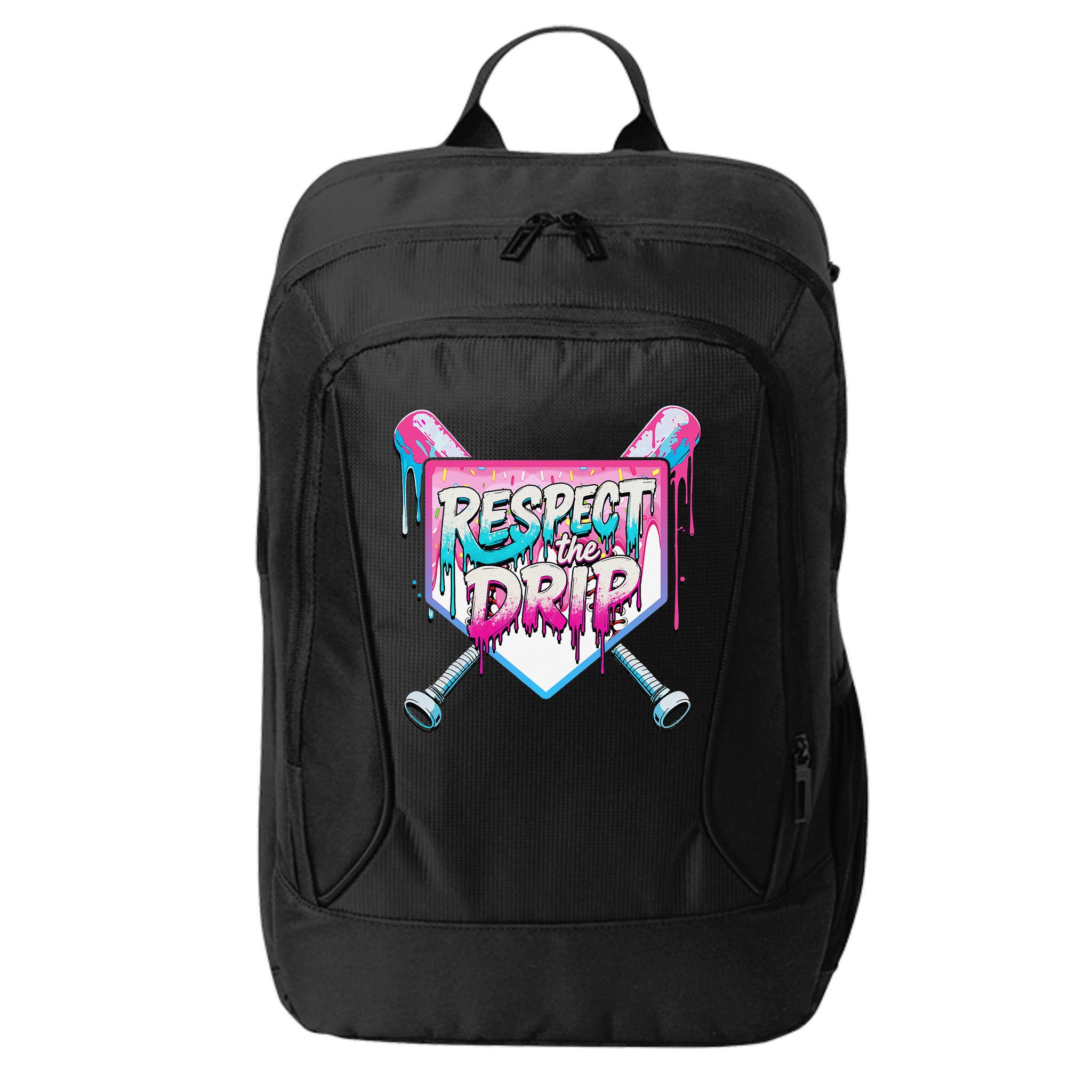 Respect The Drip Ice Cream Dripping Baseball Home Plate City Backpack