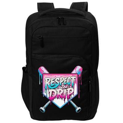 Respect The Drip Ice Cream Dripping Baseball Home Plate Impact Tech Backpack