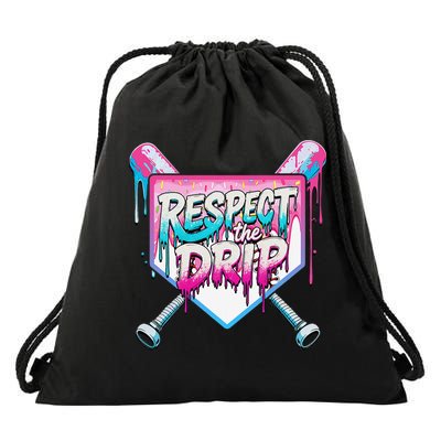 Respect The Drip Ice Cream Dripping Baseball Home Plate Drawstring Bag