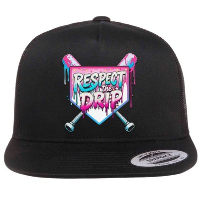 Respect The Drip Ice Cream Dripping Baseball Home Plate Flatbill Hat