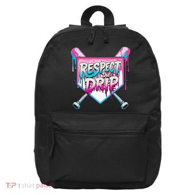 Respect The Drip Ice Cream Dripping Baseball Home Plate 16 in Basic Backpack