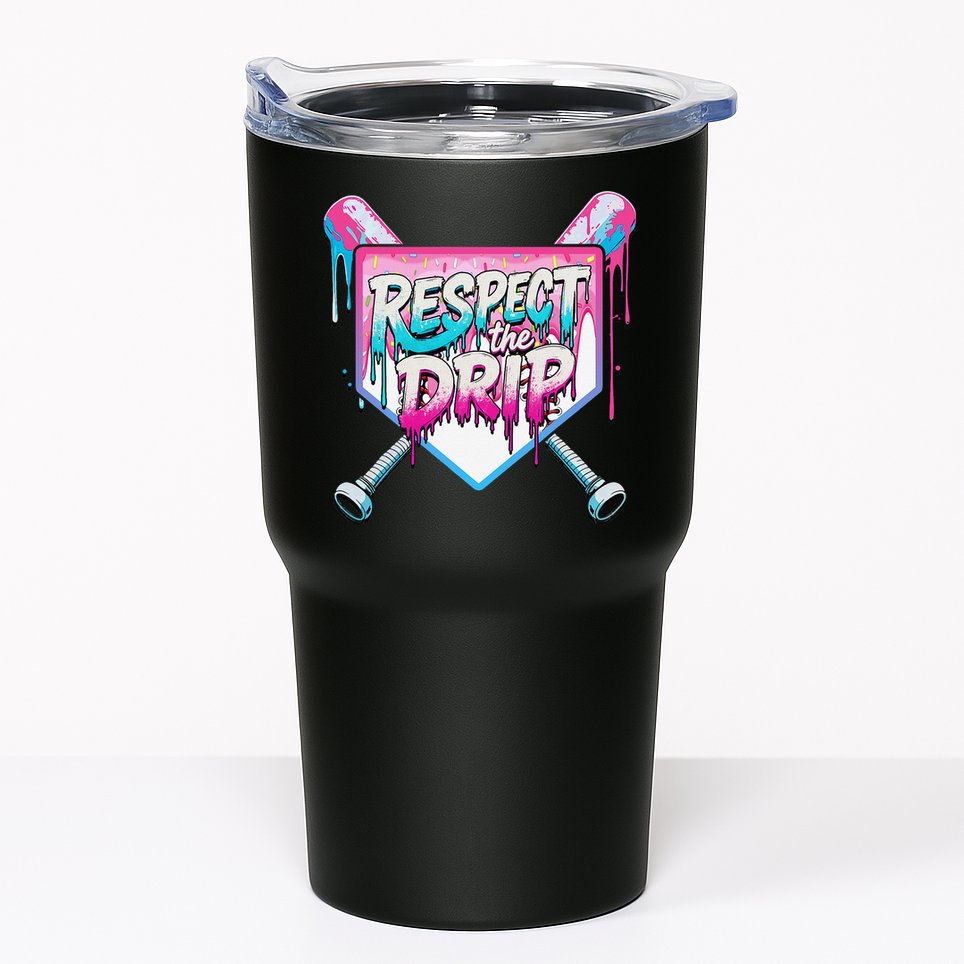 Respect The Drip Ice Cream Dripping Baseball Home Plate Tumbler