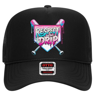 Respect The Drip Ice Cream Dripping Baseball Home Plate Trucker Hat