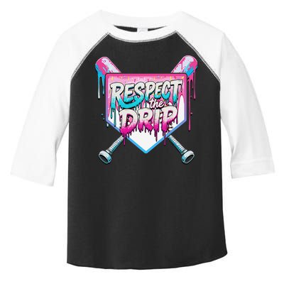 Respect The Drip Ice Cream Dripping Baseball Home Plate Toddler Fine Jersey T-Shirt