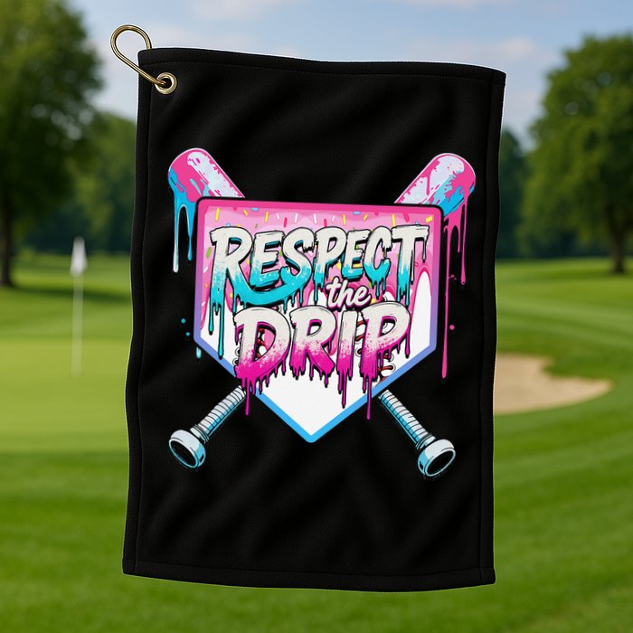 Respect The Drip Ice Cream Dripping Baseball Home Plate Golf Towel