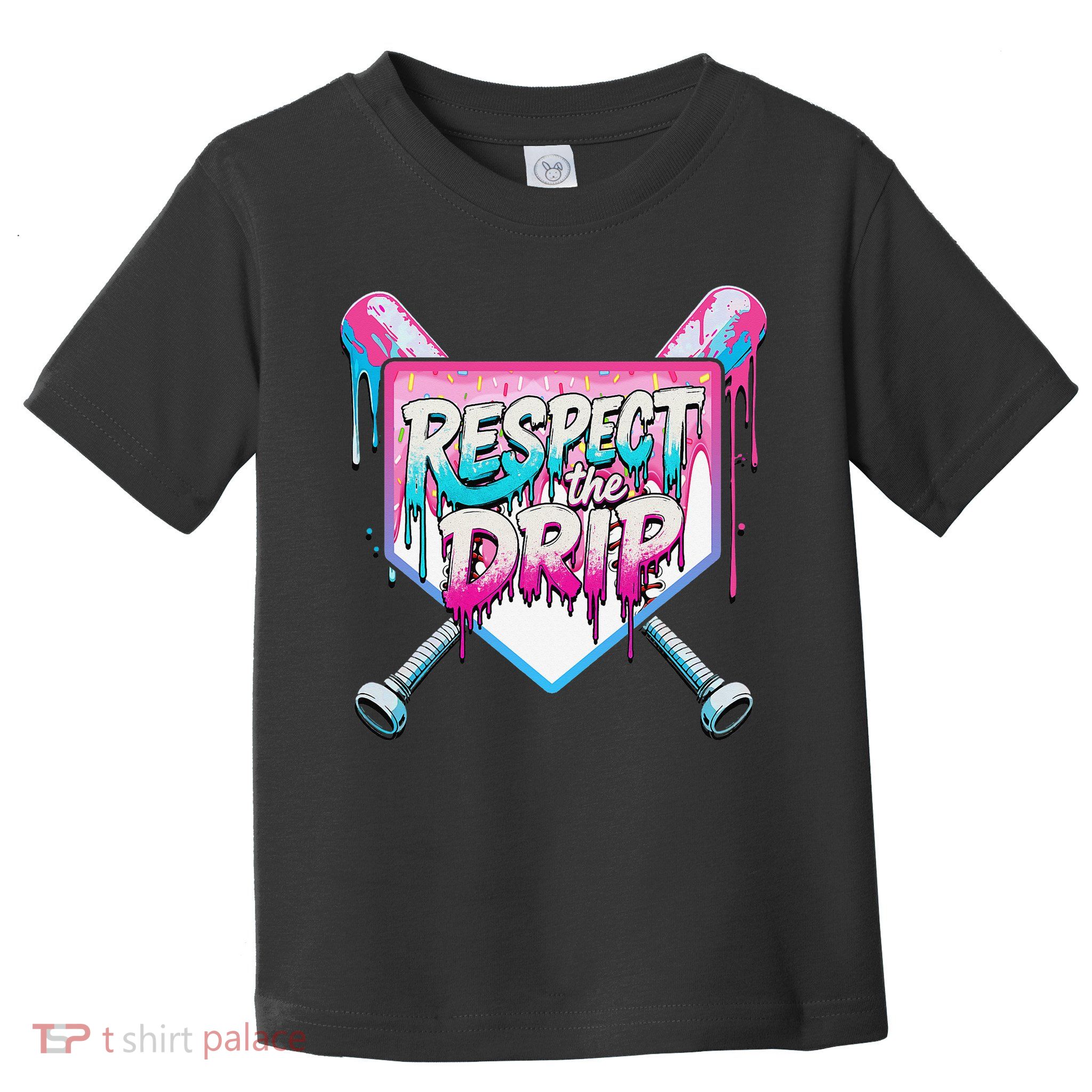 Respect The Drip Ice Cream Dripping Baseball Home Plate Toddler T-Shirt