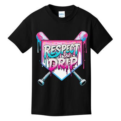 Respect The Drip Ice Cream Dripping Baseball Home Plate Kids T-Shirt