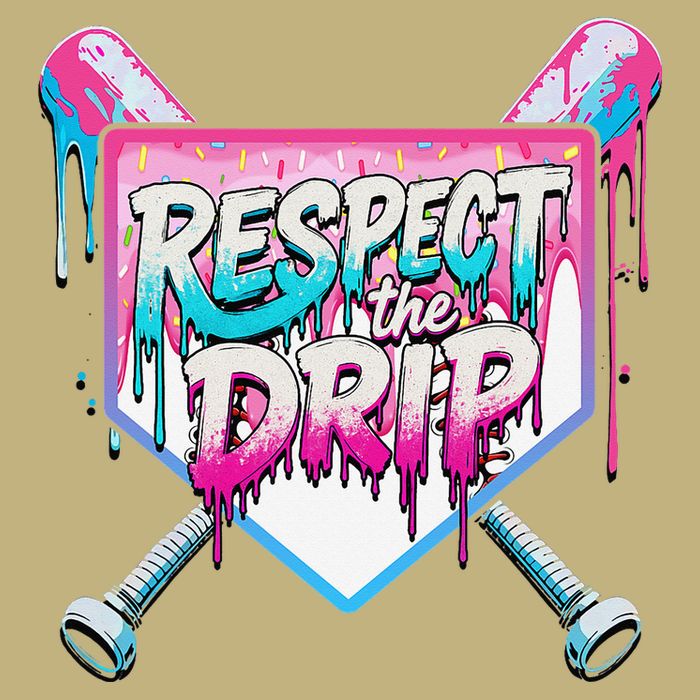 Respect The Drip Ice Cream Dripping Baseball Home Plate Cooling Performance Crew T-Shirt