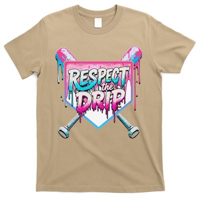 Respect The Drip Ice Cream Dripping Baseball Home Plate T-Shirt