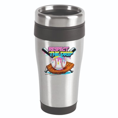 Respect The Drip Baseball Bat Glove Ice Cream Drip 16oz Travel Tumbler
