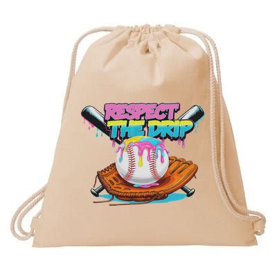 Respect The Drip Baseball Bat Glove Ice Cream Drip Drawstring Bag
