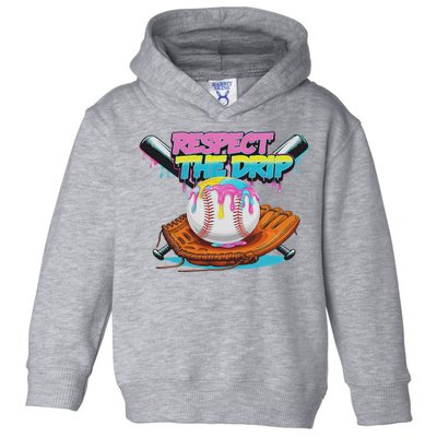 Respect The Drip Baseball Bat Glove Ice Cream Drip Toddler Hoodie