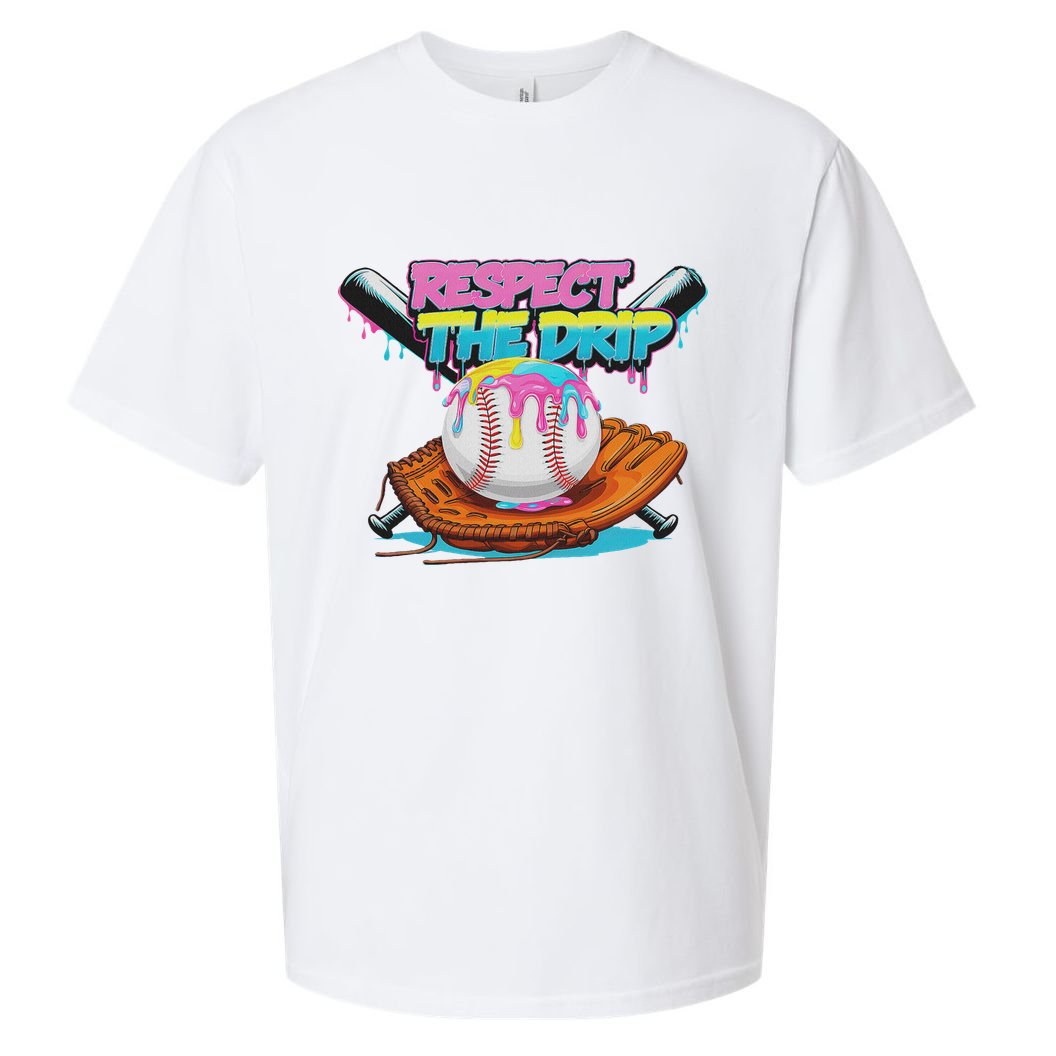 Respect The Drip Baseball Bat Glove Ice Cream Drip Sueded Cloud Jersey T-Shirt