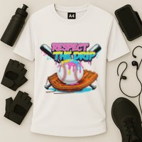 Respect The Drip Baseball Bat Glove Ice Cream Drip Cooling Performance Crew T-Shirt