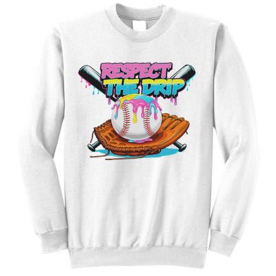 Respect The Drip Baseball Bat Glove Ice Cream Drip Sweatshirt