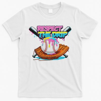 Respect The Drip Baseball Bat Glove Ice Cream Drip T-Shirt