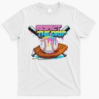 Respect The Drip Baseball Bat Glove Ice Cream Drip T-Shirt