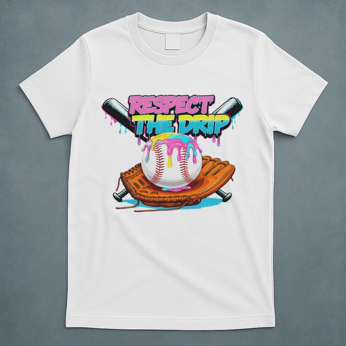 Respect The Drip Baseball Bat Glove Ice Cream Drip T-Shirt