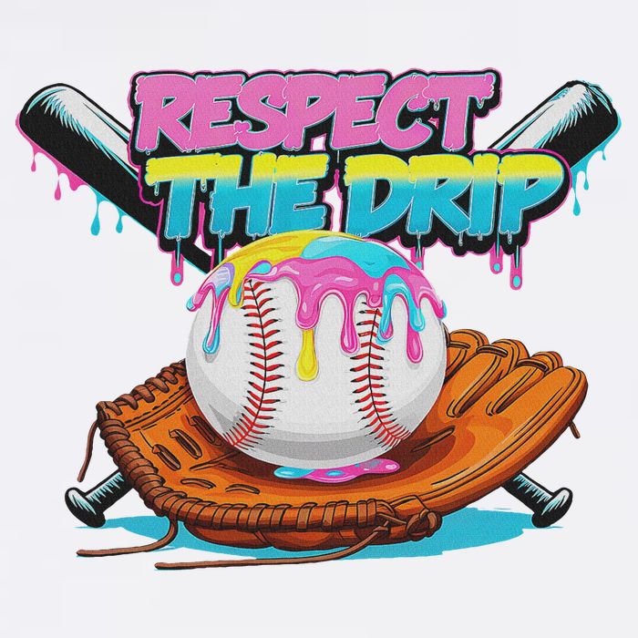 Respect The Drip Baseball Bat Glove Ice Cream Drip T-Shirt