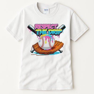Respect The Drip Baseball Bat Glove Ice Cream Drip Tall T-Shirt
