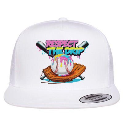 Respect The Drip Baseball Bat Glove Ice Cream Drip Flatbill Hat