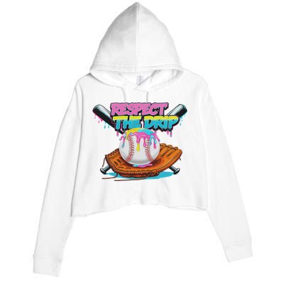 Respect The Drip Baseball Bat Glove Ice Cream Drip Crop Fleece Hoodie