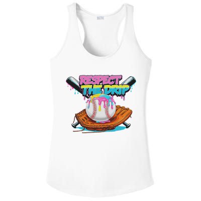Respect The Drip Baseball Bat Glove Ice Cream Drip Ladies PosiCharge Competitor Racerback Tank