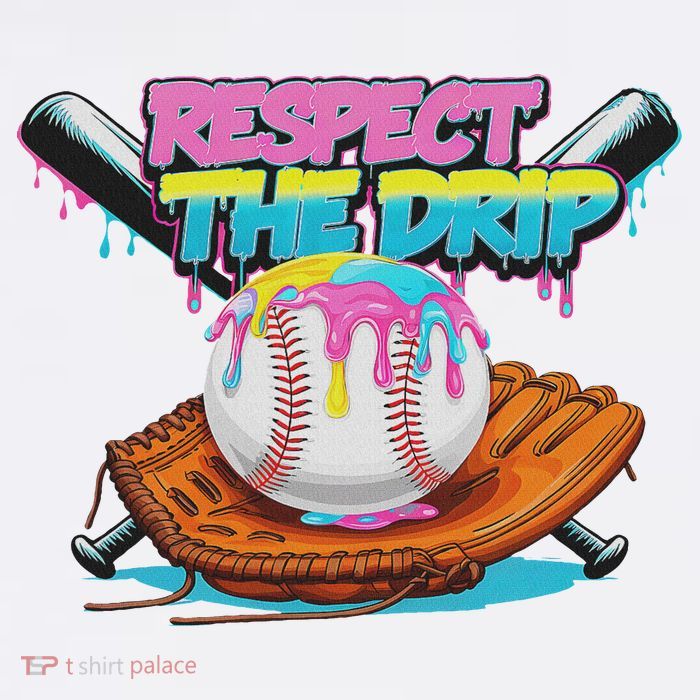 Respect The Drip Baseball Bat Glove Ice Cream Drip Premium T-Shirt
