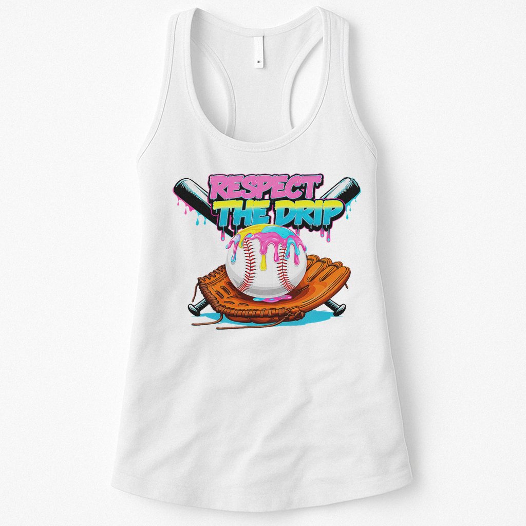 Respect The Drip Baseball Bat Glove Ice Cream Drip Womens Tank Top