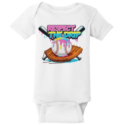 Respect The Drip Baseball Bat Glove Ice Cream Drip Baby Bodysuit