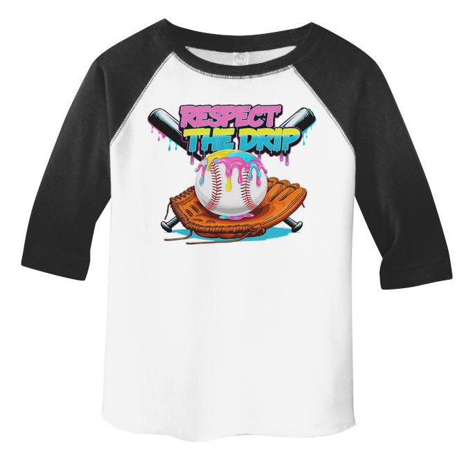 Respect The Drip Baseball Bat Glove Ice Cream Drip Toddler Fine Jersey T-Shirt