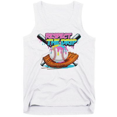 Respect The Drip Baseball Bat Glove Ice Cream Drip Tank Top