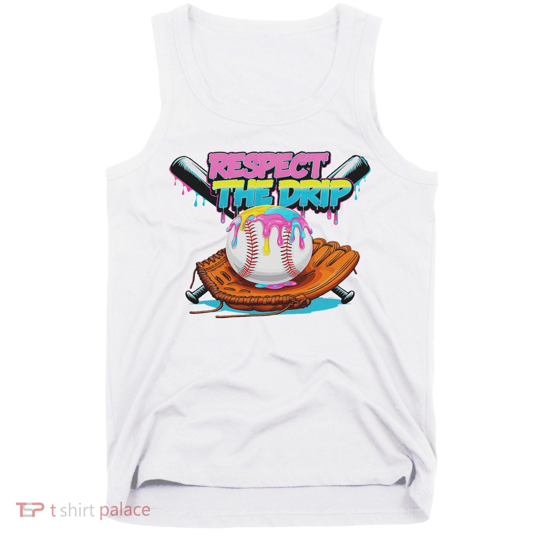 Respect The Drip Baseball Bat Glove Ice Cream Drip Tank Top