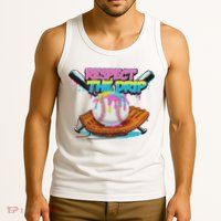 Respect The Drip Baseball Bat Glove Ice Cream Drip Tank Top