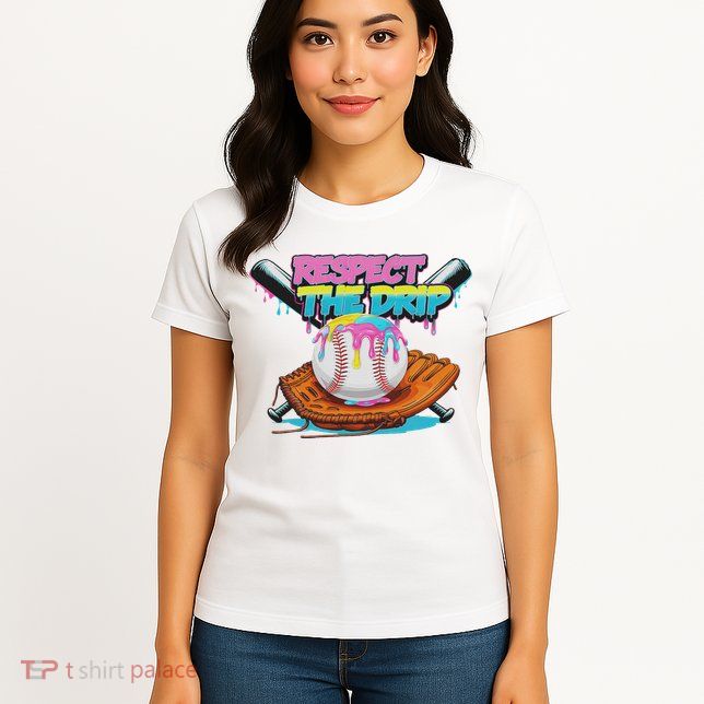 Respect The Drip Baseball Bat Glove Ice Cream Drip Womens T-Shirt
