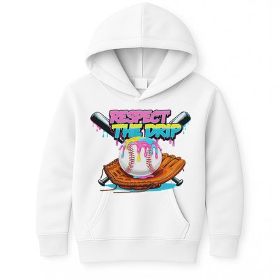 Respect The Drip Baseball Bat Glove Ice Cream Drip Kids Hoodie