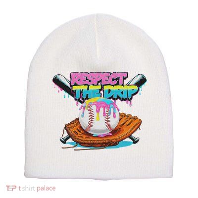 Respect The Drip Baseball Bat Glove Ice Cream Drip Short Acrylic Beanie