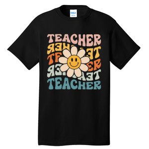 Retro Teacher Daisy Colorful Elementary School Teacher Tall T-Shirt