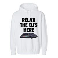 Relax The DjS Here Turntable Music Equalizer Garment-Dyed Fleece Hoodie