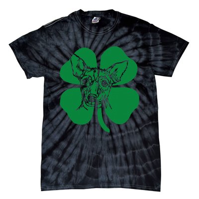 Rat Terrier Dog Face Head Green Shamrock Saint Patrick's Day Tie-Dye T-Shirt