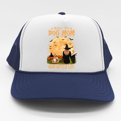 Rocking The Dog Mom And Witch Life Pomeranian Halloween Gift Trucker Hat