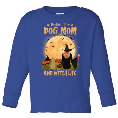 Rocking The Dog Mom And Witch Life Poodle Halloween Gift Toddler Long Sleeve Shirt