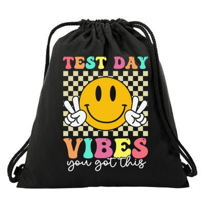Retro Test Day Vibes You Got This Motivation Teacher Drawstring Bag