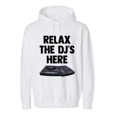 Relax The DjS Here Turntable Music Equalizer Garment-Dyed Fleece Hoodie