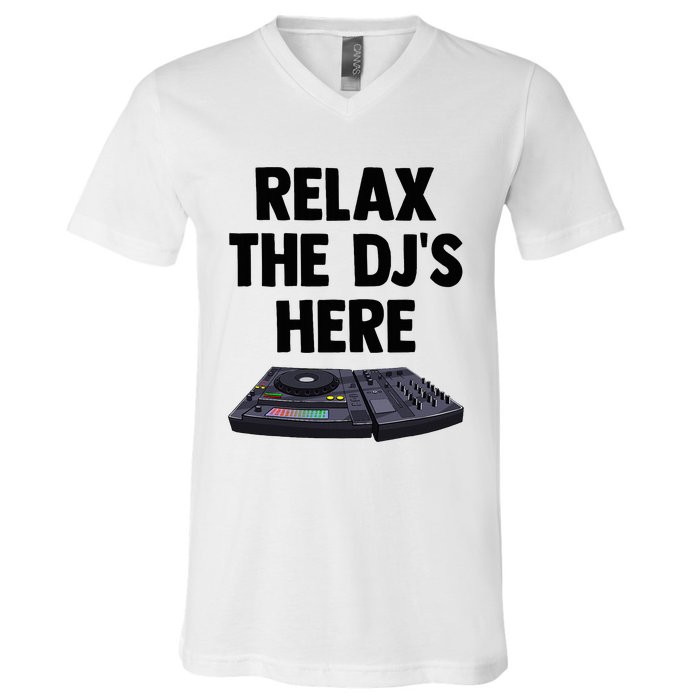 Relax The DjS Here Turntable Music Equalizer V-Neck T-Shirt