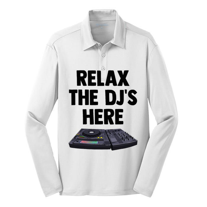 Relax The DjS Here Turntable Music Equalizer Silk Touch Performance Long Sleeve Polo