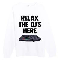 Relax The DjS Here Turntable Music Equalizer Premium Crewneck Sweatshirt