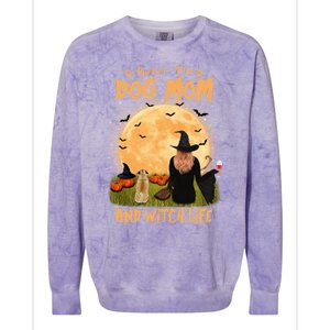 Rocking The Dog Mom And Witch Life Pug Halloween Gift Colorblast Crewneck Sweatshirt