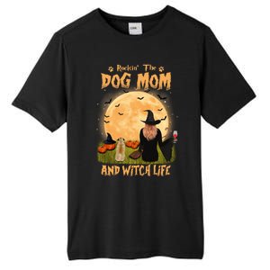 Rocking The Dog Mom And Witch Life Pug Halloween Gift Tall Fusion ChromaSoft Performance T-Shirt